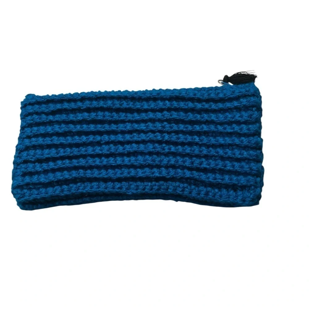 Blue Ribbed Wristlet with Butterfly Detail